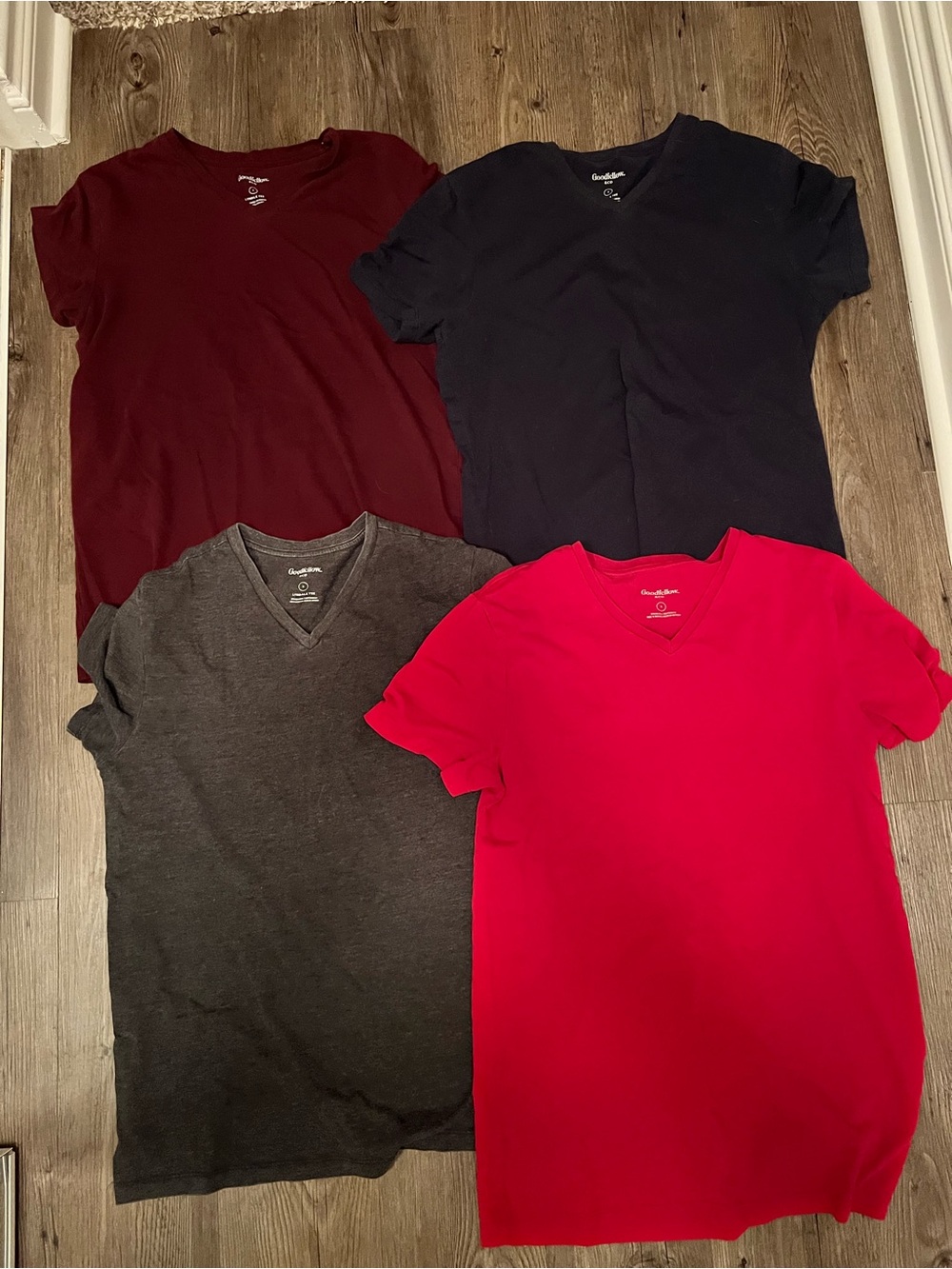 Goodfellow & Co Men's V-Neck T-Shirt Set - Burgundy, Navy, Charcoal, Red